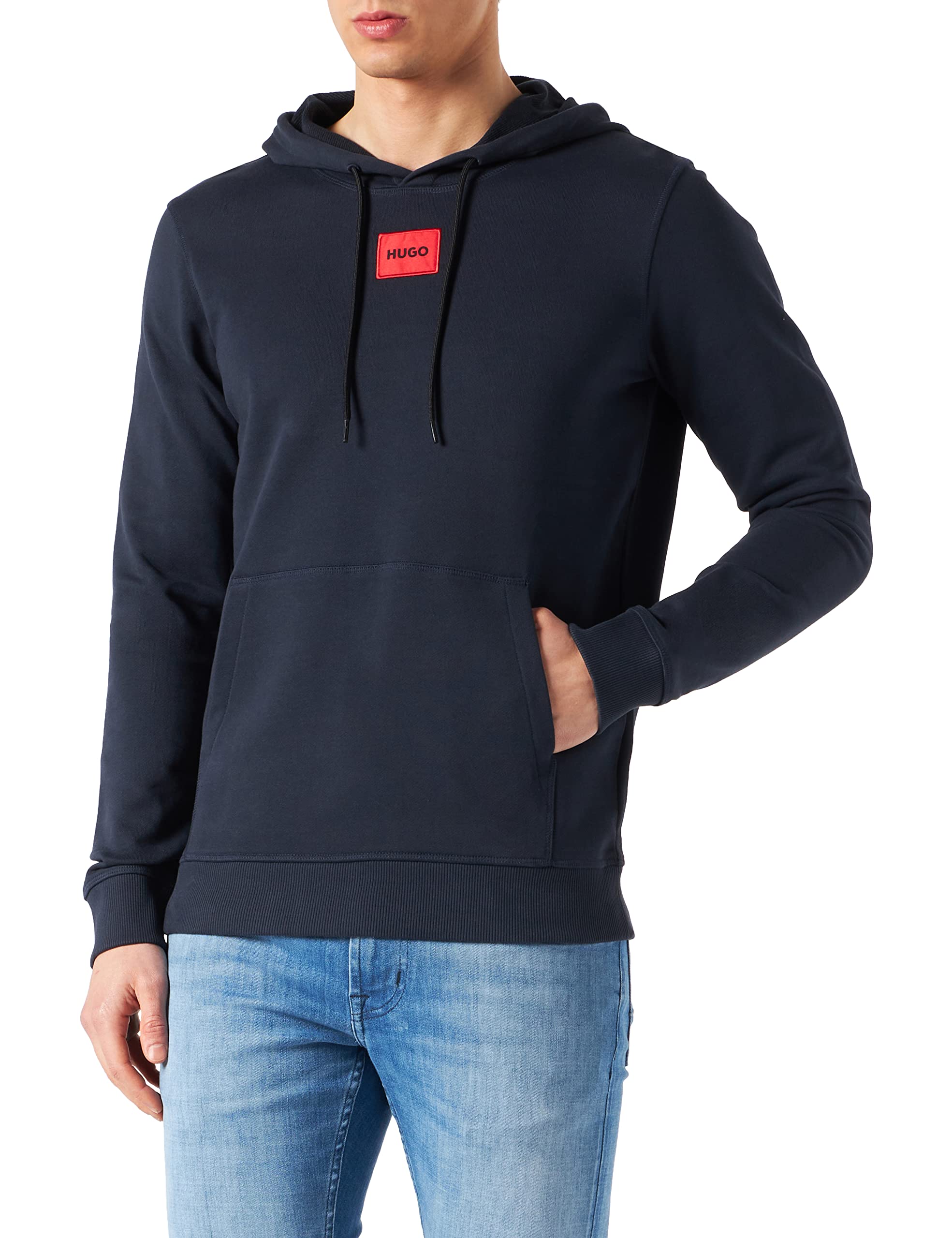 HUGO Mens Daratschi214 Cotton-terry hooded sweatshirt with red logo label