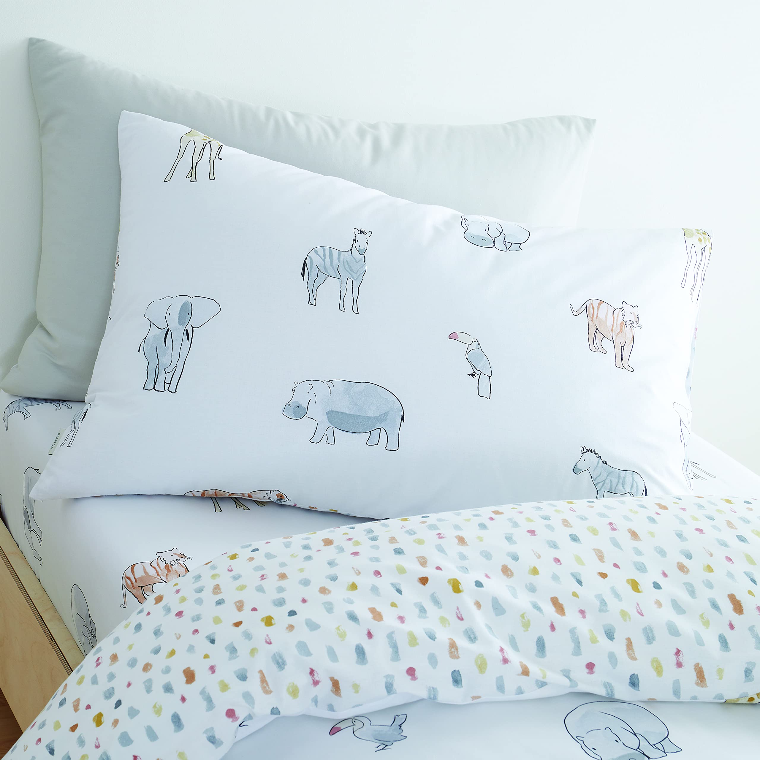 Bianca Zoo Animals Cotton Double Fitted Sheet White, Pastel - Image 2