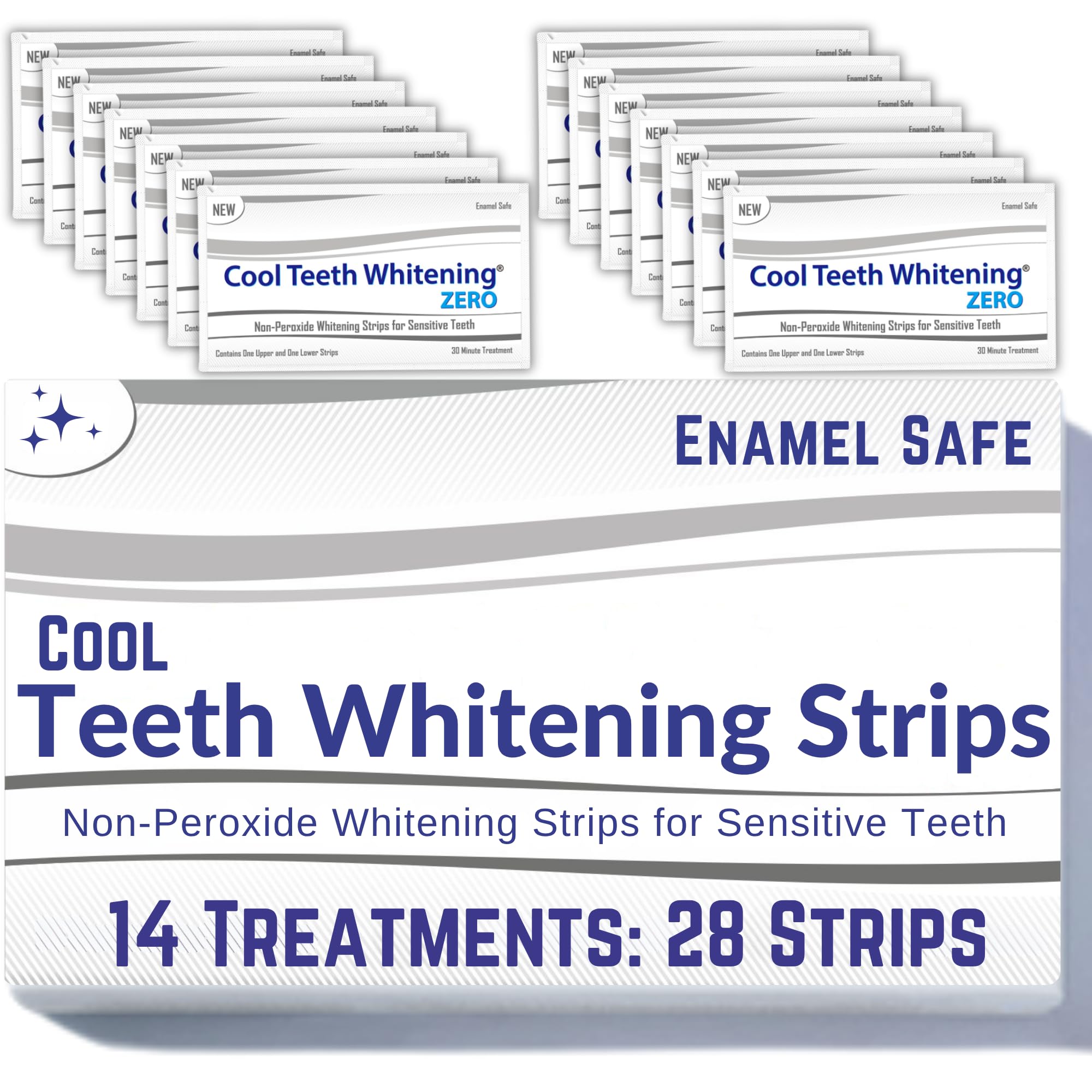 Natural Teeth Whitening Strips – Enamel Safe Gentle Whitening for Sensitive Teeth, Vegan-Friendly White Strips Without Peroxide or Bleach, 14-Day Treatment with 28 Count Supply