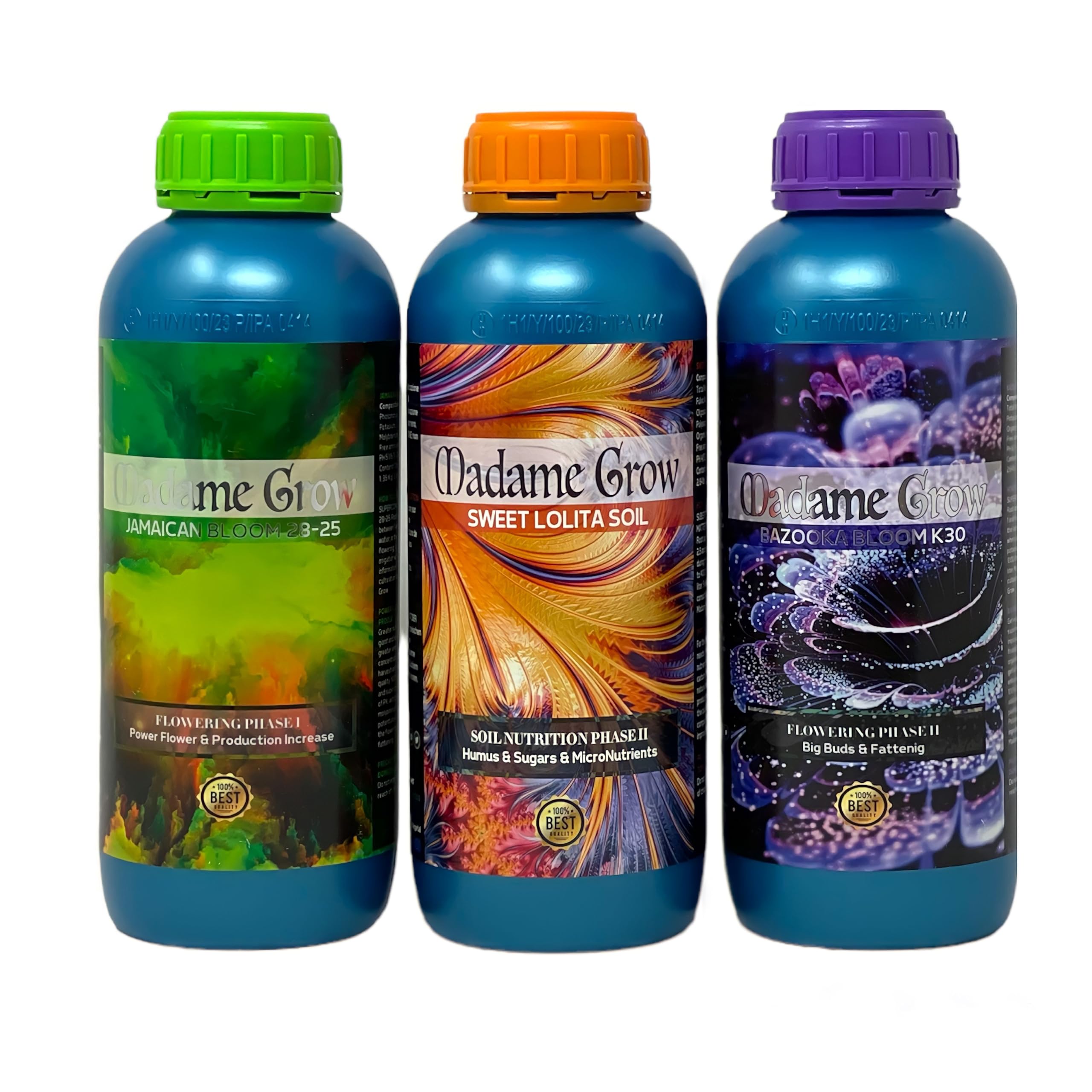 MADAME GROW Fertilizzante Liquido Per Piante Verdi - Kit Butterfly 3x250ml, NPK Bilanciato