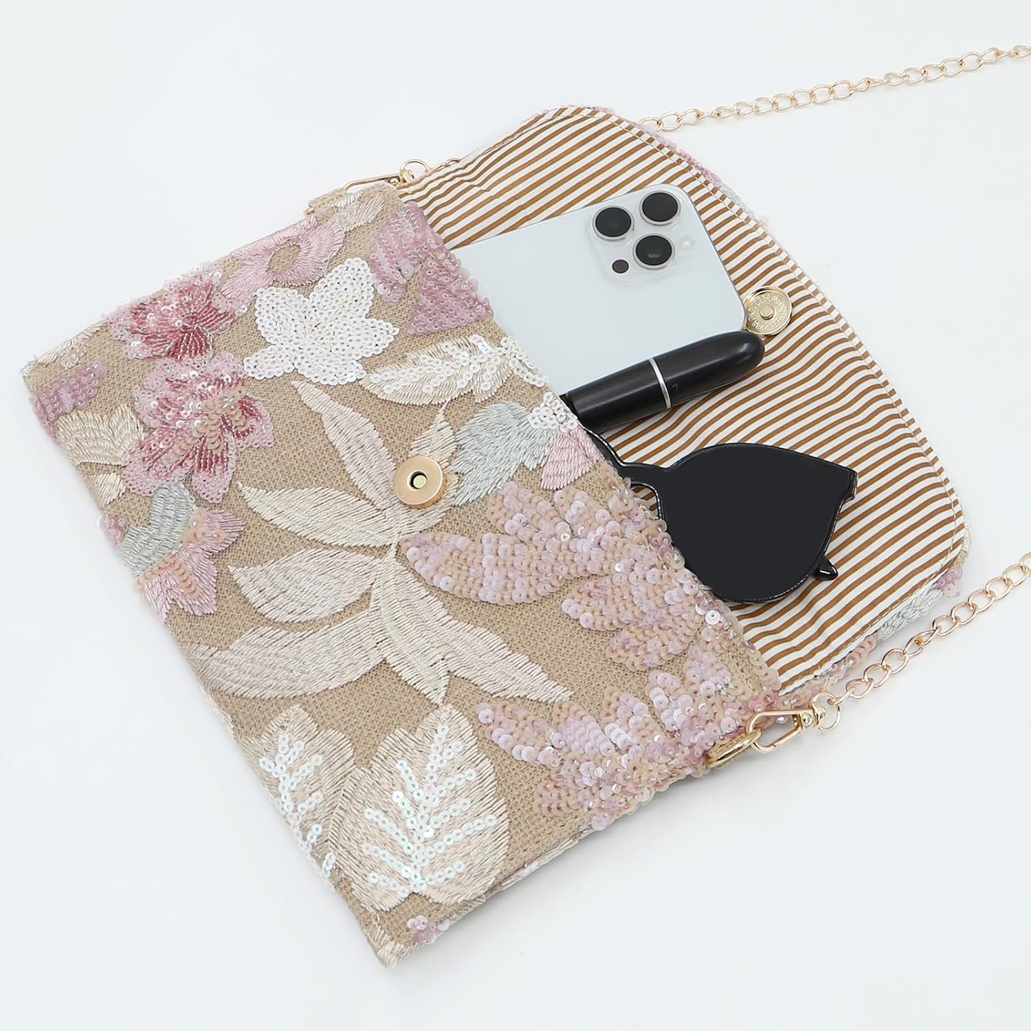 Envelope Package, Clutch Purses for Women, Sequin Embroidered Flowers Straw Bag, Bohemian Handmade Handbags, Beach Bag for Vacation, Travel, Banquet - Image 5