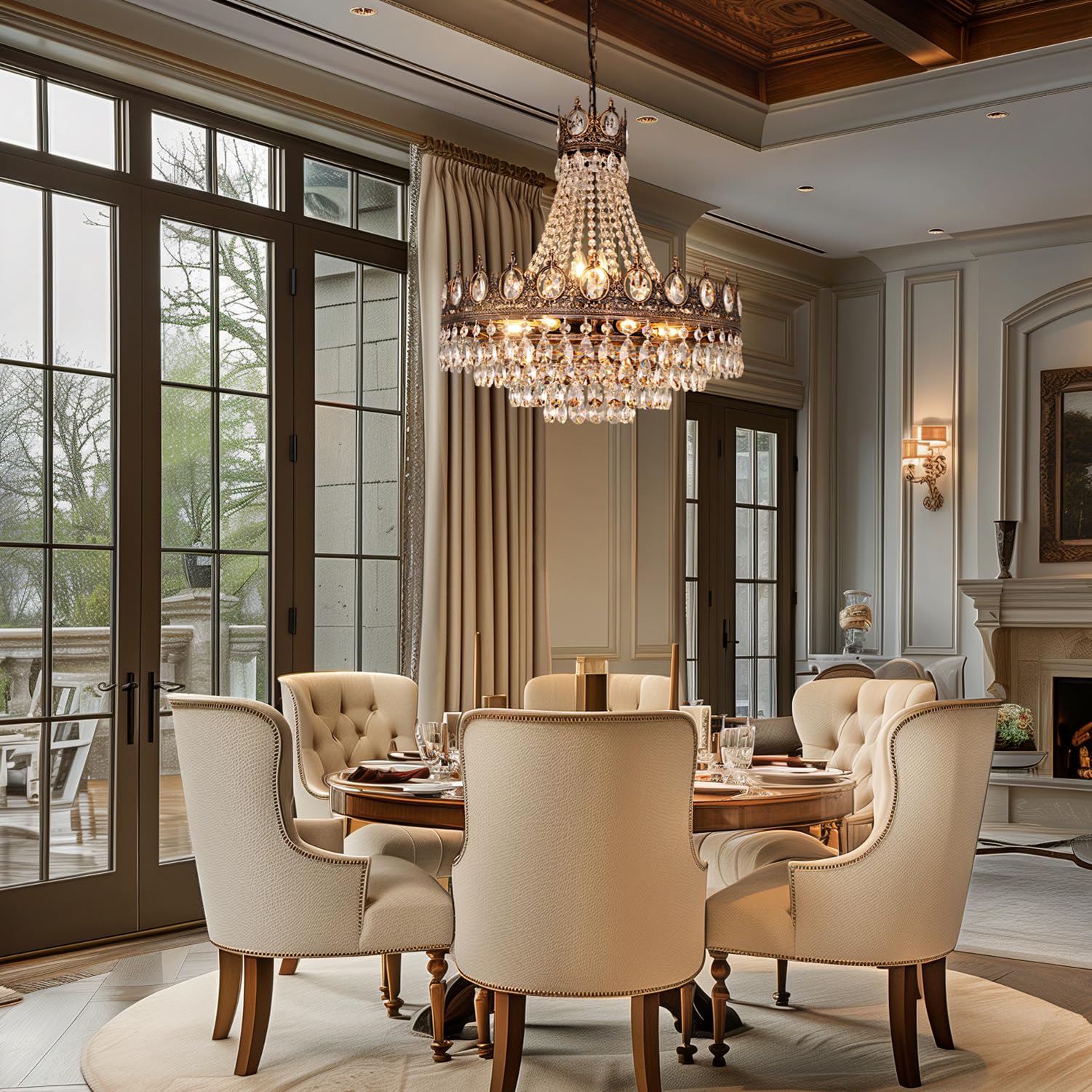 アンティーク　クレイドル TOCHIC French Empire Crystal Chandelier, 9-Light Farmhouse