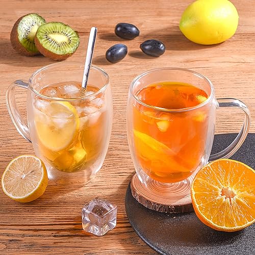 Miniatura 6 de Tazas de café de vidrio de doble pared, tazas de café transparentes de 12 onzas con asa, tazas de café de vidrio aisladas, juego de 2, perfectas
