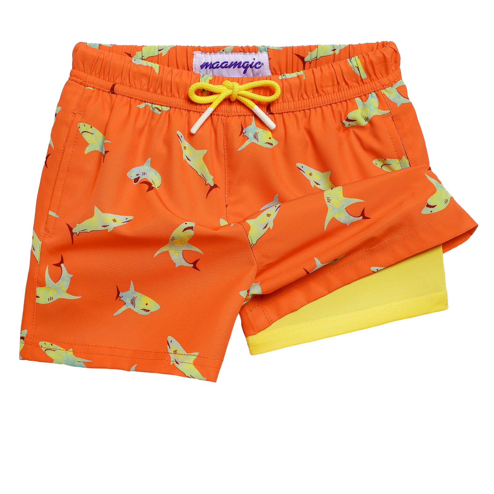 maamgic Boys Swim Trunks with Compression Liner Quick Dry Swim Shorts
