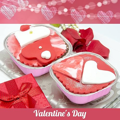 Miniatura 5 de Geiserailie 40 juegos de mini sartenes de aluminio con tapas, molde cuadrado de papel de aluminio para tartas de 4.4 fl oz4.4 onzas, moldes