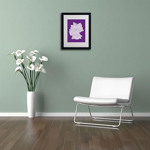 Miniatura 1 de Michael Tompsett - Lienzo decorativo para pared, diseño de mapa de regiones de Alemania, marco negro, 11 x 14 pulgadas