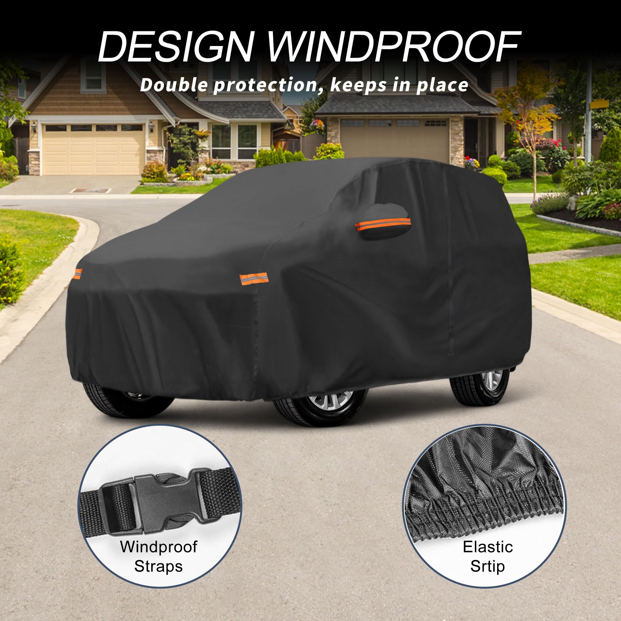 X AUTOHAUX Car Cover Outdoor Waterproof Sun Rain Snow Hail Protection with Left Side Door Zipper Aluminum Film — view 4