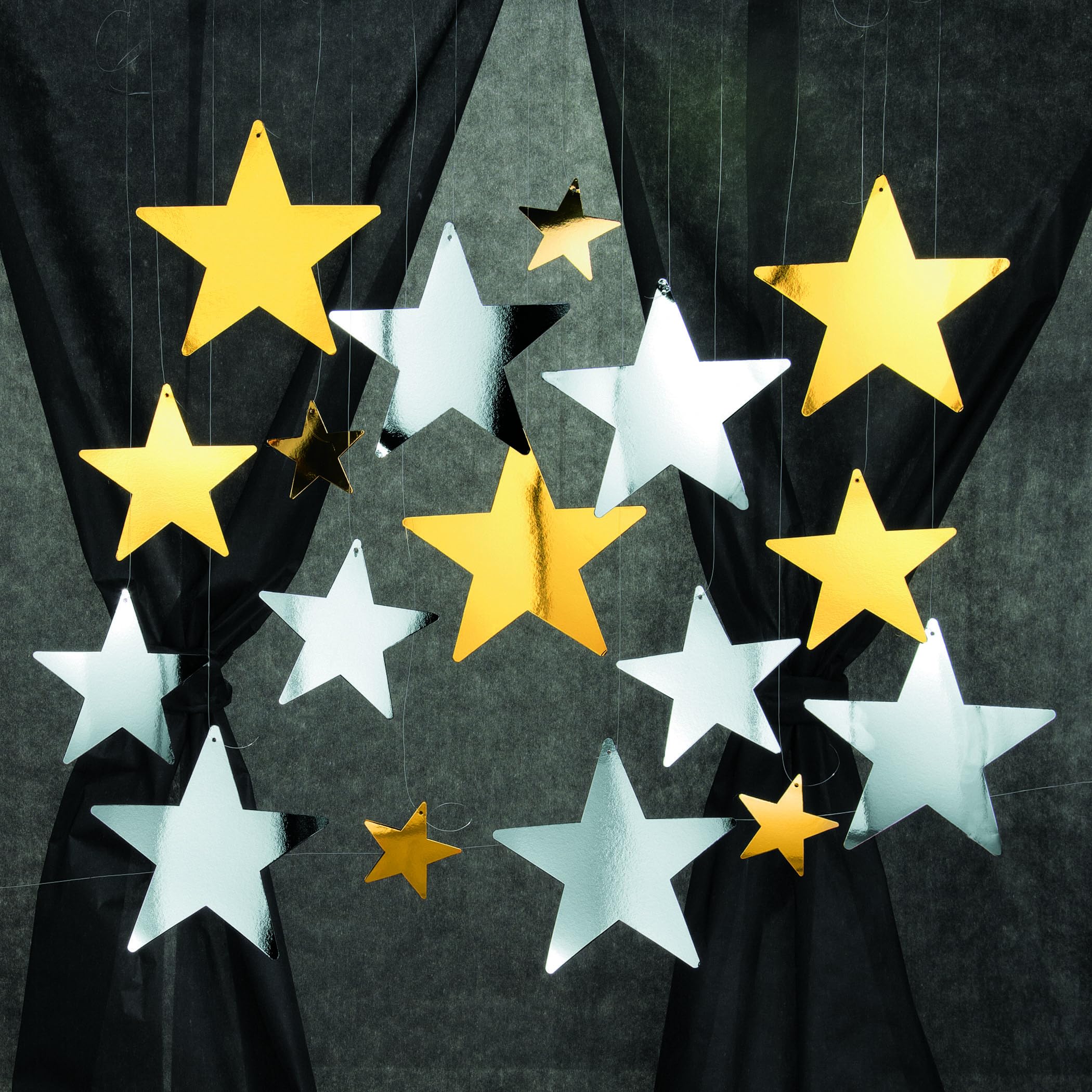 Fun Express 12 Inch Gold Star Decoration Cutouts (12 Cardboard Pieces) - VBS Vacation Bible School Supplies/Decor