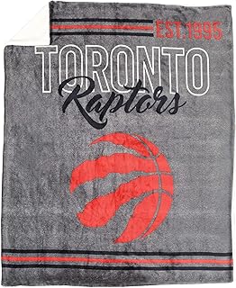 Nemcor NBA Toronto Raptors Soft Sherpa Throw Blanket for Basketball Sports Fan, Grey (50x60)