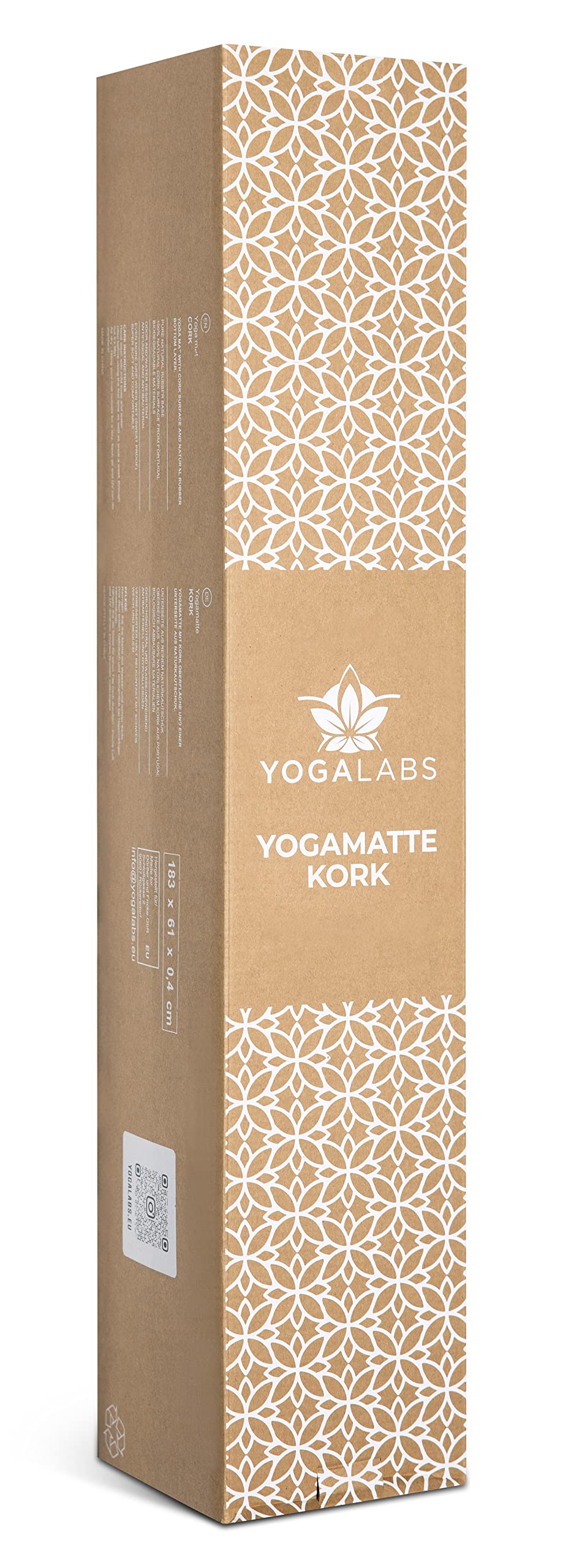 Premium 2-in-1 Yoga-Matte aus Kork & Naturkautschuk inkl. Tragegurt 183 x 61 x 0,4cm (groß) - Gymnastik- & Pilates-Matte rutschfest, 100% nachhaltig, schadstofffrei