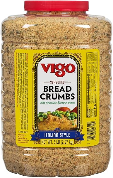 Vigo Italian Style Seasoned Bread Crumbs, with Imported Roman Cheese, 5 Pound (Pack of 1)