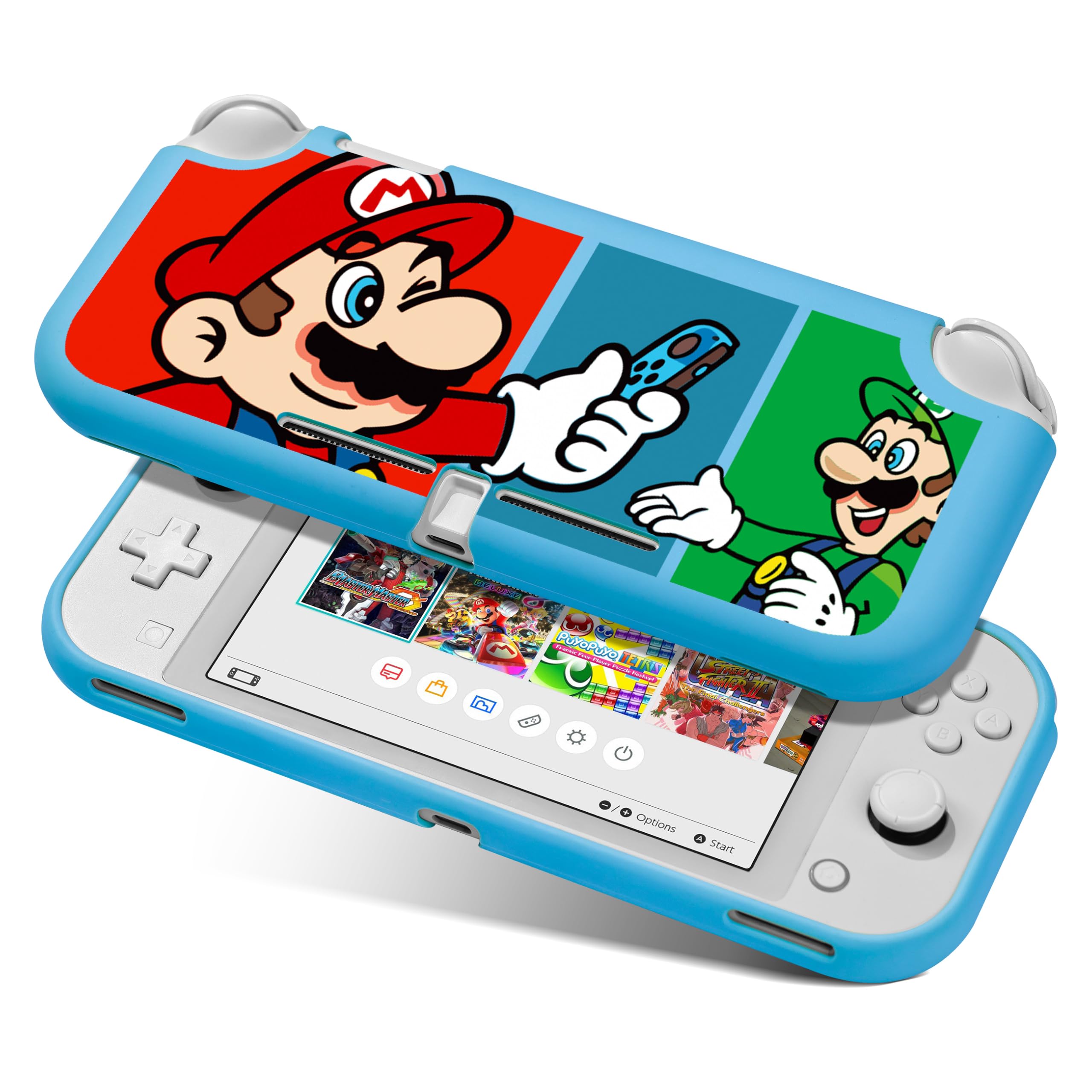 Xcitifun Protective Case Designed for Nintendo Switch Lite Soft TPU Cases for Girls Boys Kids Cute Kawaii Character Cartoon Protect Shell Compatible with Nintendo Switch Lite Cover - Blue Brother