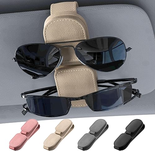 Soporte de lentes de sol para visera de automóvil, clip magnético de cuero para visera solar de automóvil, accesorios de automóvil para interior de