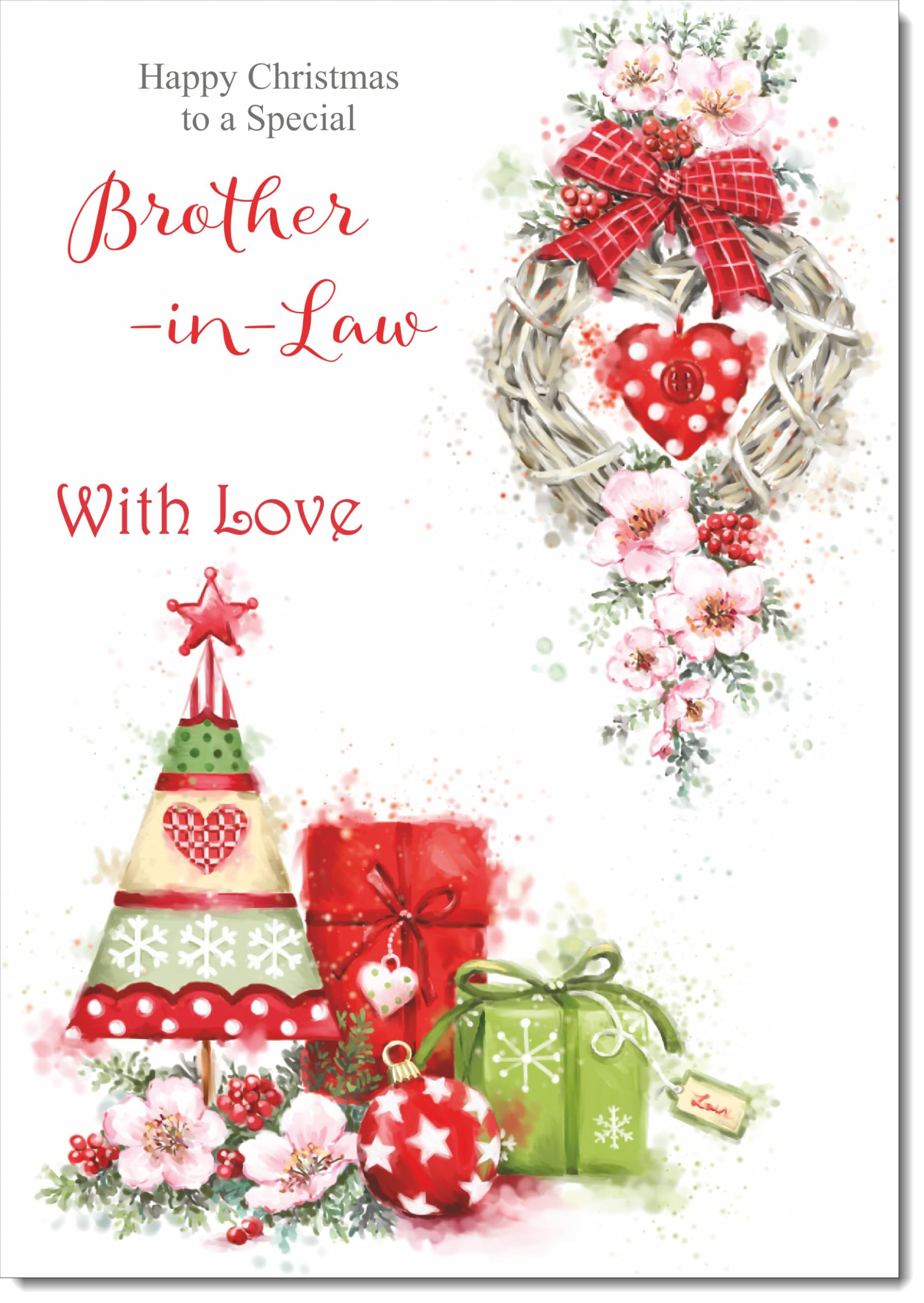 doodlecards Brother in Law Christmas Card Heart Decorations Large A4 Size Christmas Card for Brother in Law with Plain Envelope — image 1