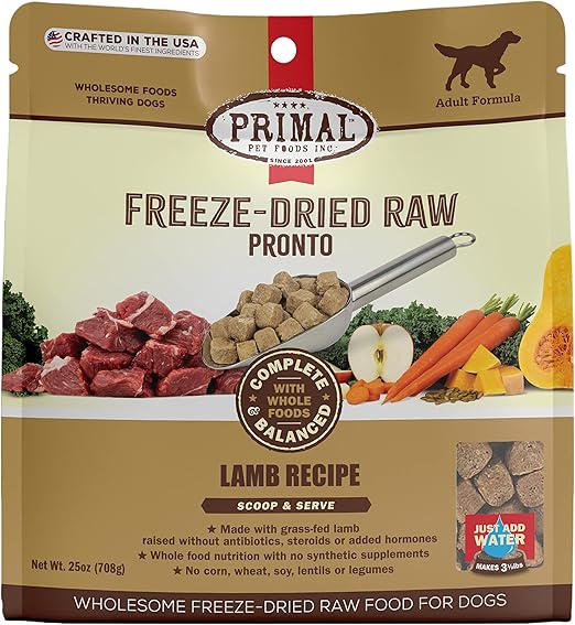 Primal Freeze Dried Dog Food Pronto Lamb 25 oz, Complete