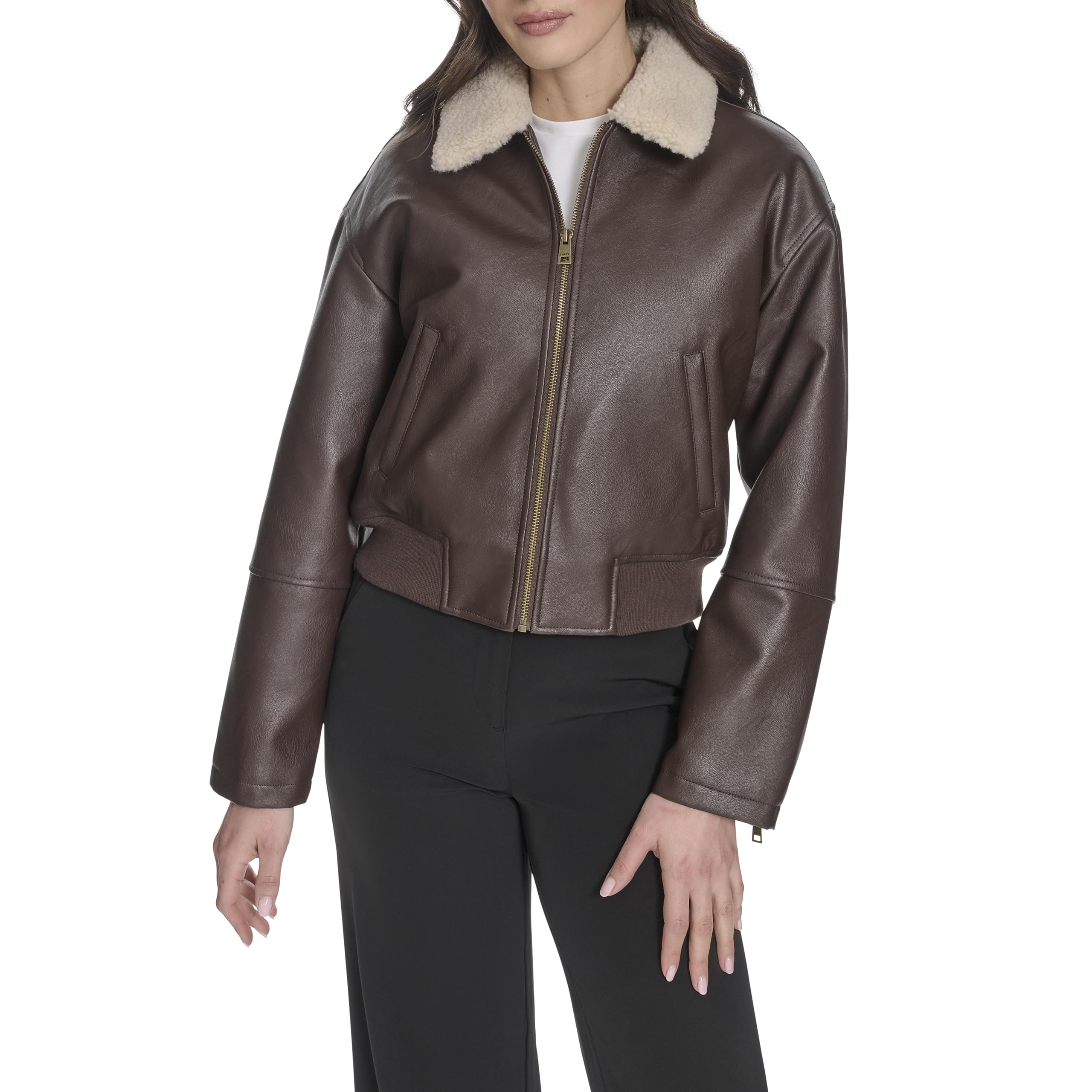 Levi's Women's Faux Leather Bomber With Laydown Collar