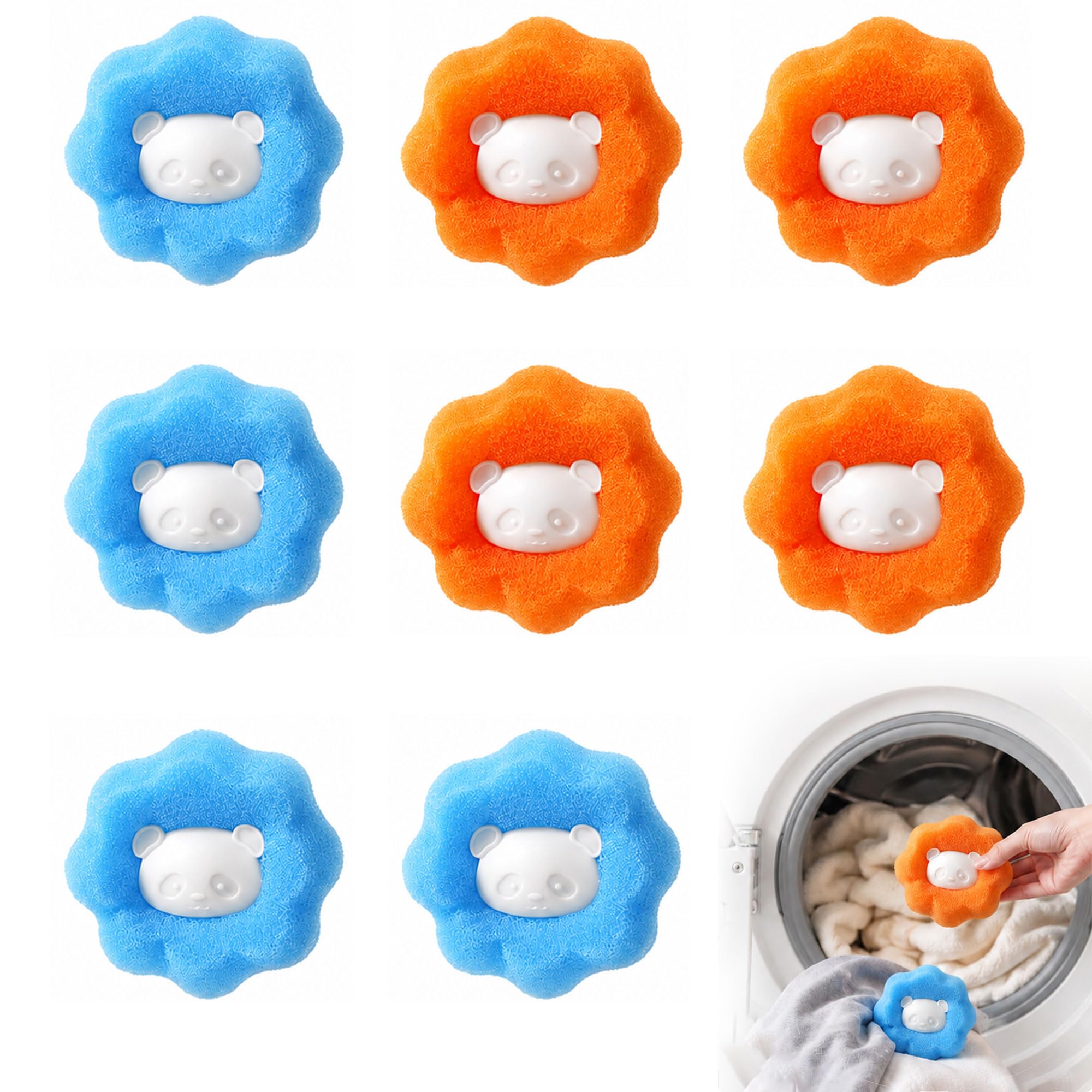 8 PCS Pet Hair Remover Washing Machine, Reusable Pet Hair Catcher for Laundry Washing, Effectively Removal Cat, Dog and Other Hair From Bedding, Clothes