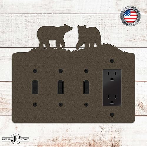Miniatura 59 de Bear - Placa de pared para interruptor de luz (palanca simple, negro) - Fabricado en Estados Unidos Negro -,Marrón