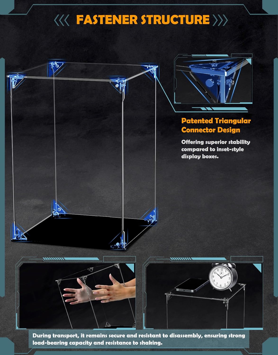 Clear Acrylic Display Case, Front-Open Door with Magnetic Buckle, Assemble Display Box, Dustproof Protection Showcase for Figures, Collections, Models, Toys (10x6x6 inch, 25x15x15 cm)