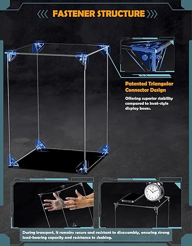 Miniatura 4 de COOLTAKU Vitrina de acrílico transparente, puerta de apertura frontal, caja de exhibición vertical con base negra, escaparate de protección a prueba