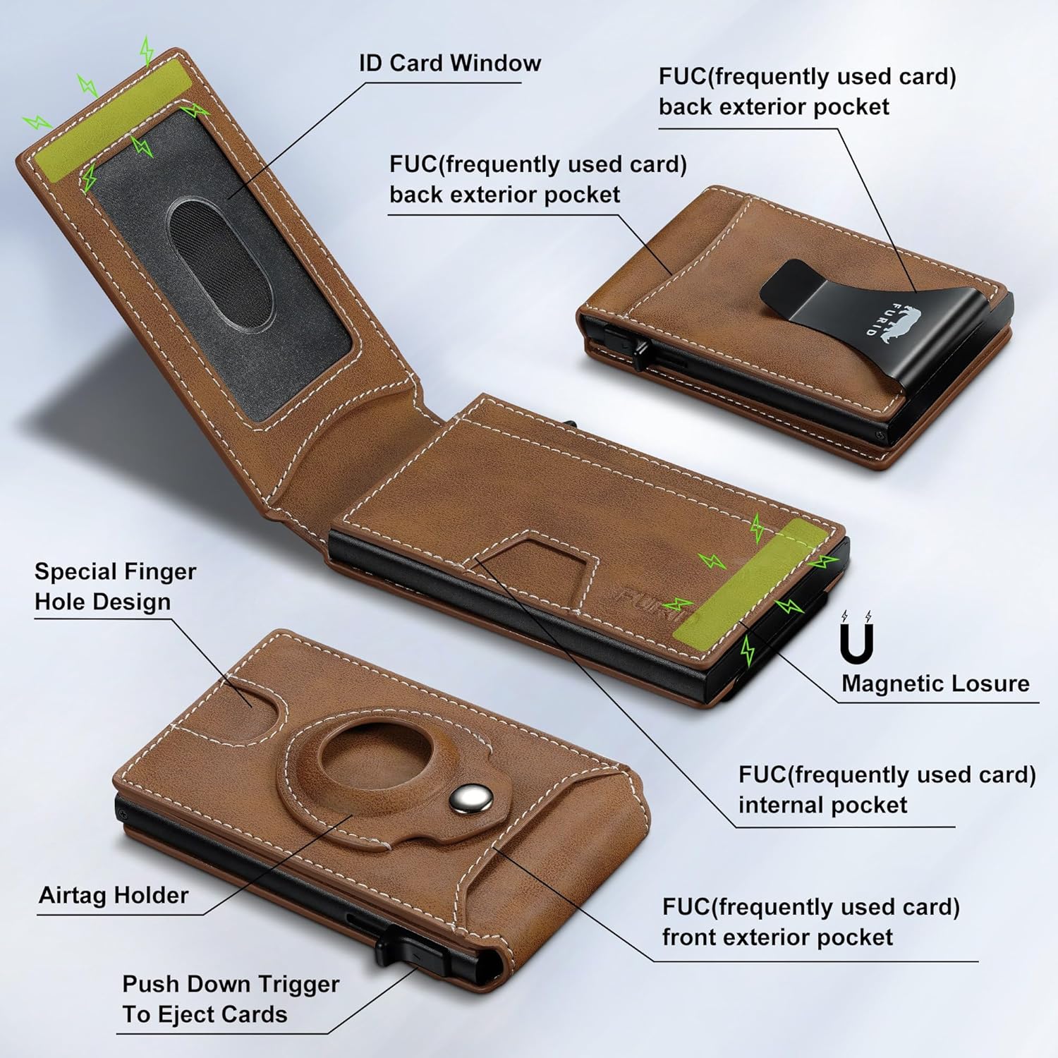 furid Apple Airtag Wallet Men: Smart Wallet with Airtag Holder - Air Tag Wallet for Men Slim Minimalist - Image 2