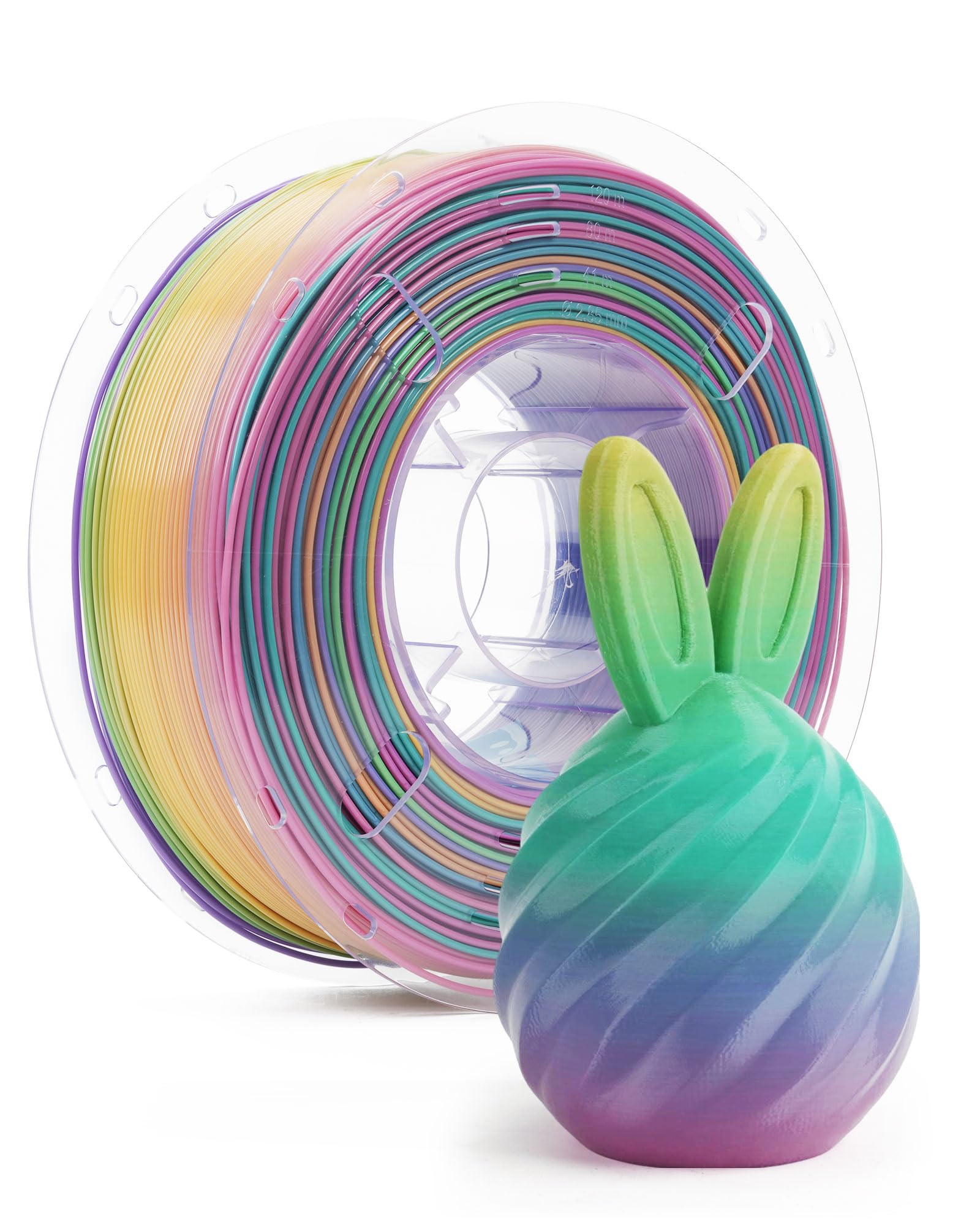 FilaBees TPU Filament 1.75mm Rainbow Candy,95A Soft 3D Printer Filament,High Hardness & Resilience,Soft Adhesive Material,Elastic,Flexible Color