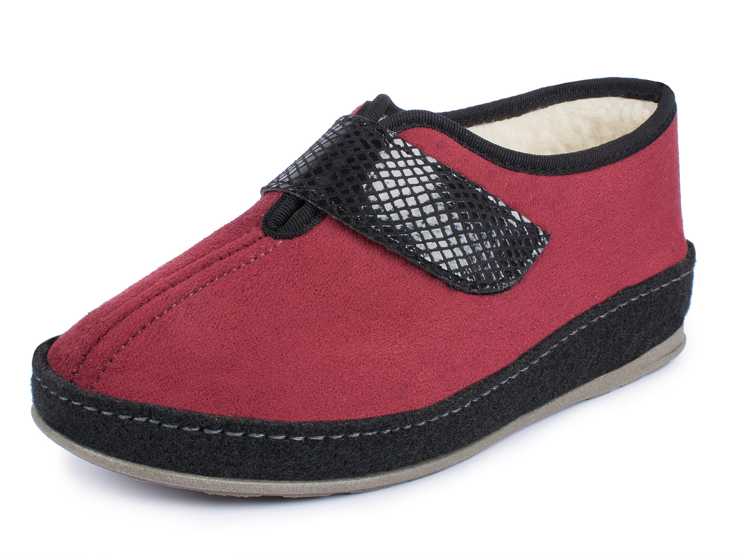 SCHAWOS Zapatillas De Fieltro Para Mujer Modelo 2064 - Abrigadamente Forradas Con Lana Virgen Para Pies Fríos, Antracita