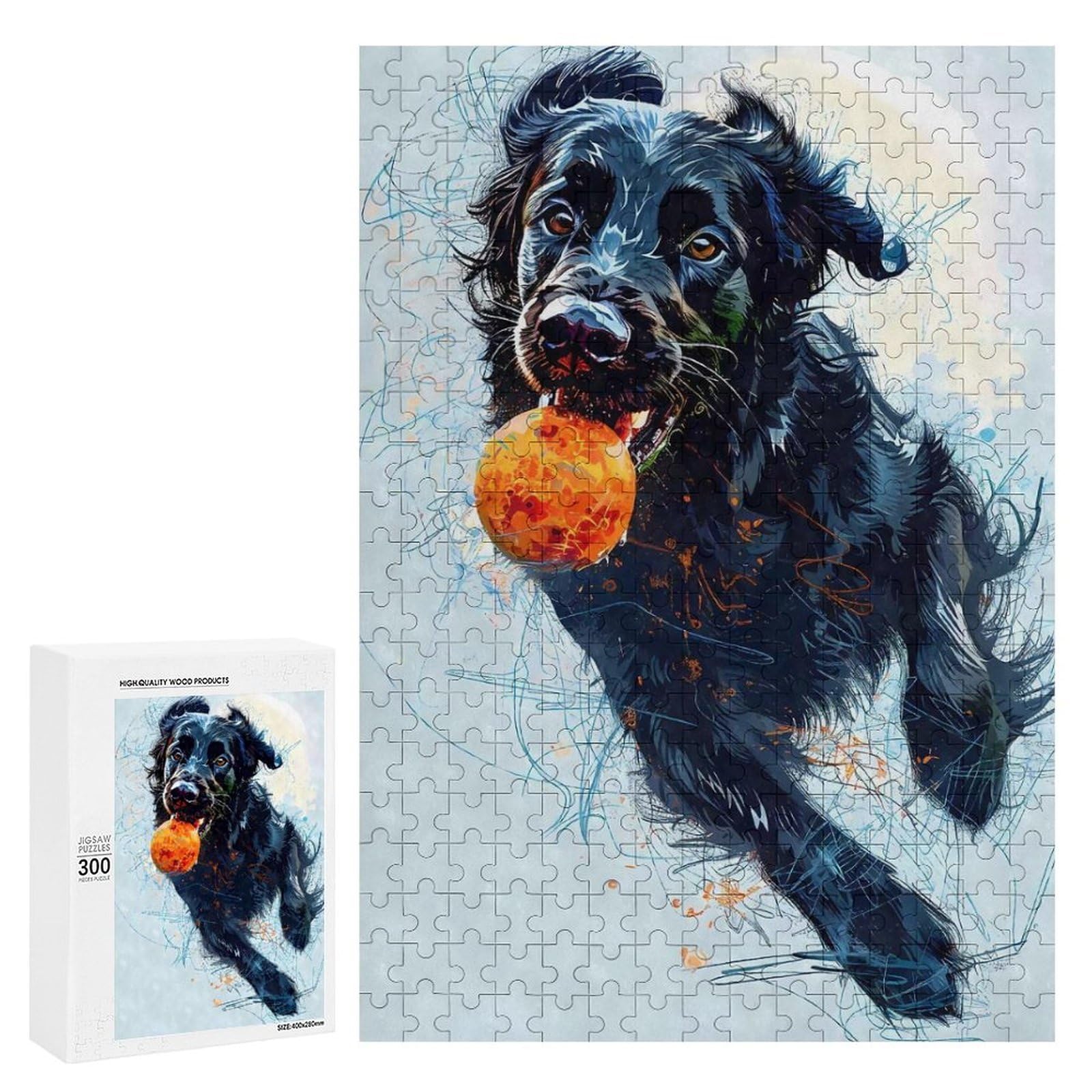 Puzzles for Teenagerss 300 PCS Flat Coated Retriever Ball Teenagers Puzzles Anti-Stress Toys Wall Decoration Unique Birthday And Xmas Gifts 300 PCS