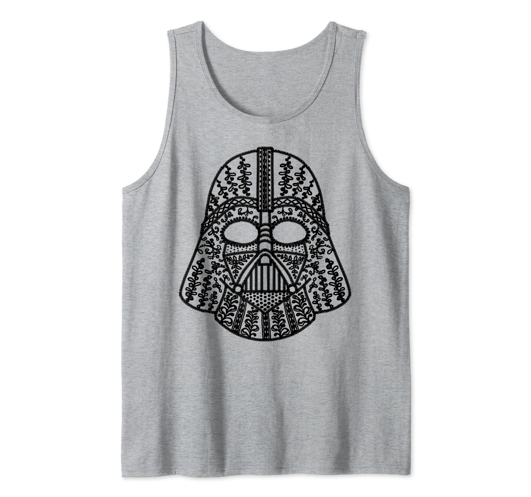 Star Wars Vader Helmet Vine Plant Emblem Tank Top, Grey