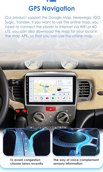 Autoradio Android 13 per Lancia Ypsilon 2006-2011 con Wireless Carplay Android Auto 8-Core 4G+32G Schermo QLED WiFi Navigazione Bluetooth 5.0 - 4