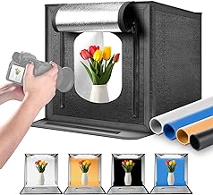 NEEWER 50W Upgraded Photo Studio Light Box, 24"x24" Portable Folding Photography Lightbox, 4 Backdrops, 5600K 160 LEDs 5200lx/0.5m Dimmable Picture Booth Shooting Tent for Jewelry Electronics, LP60