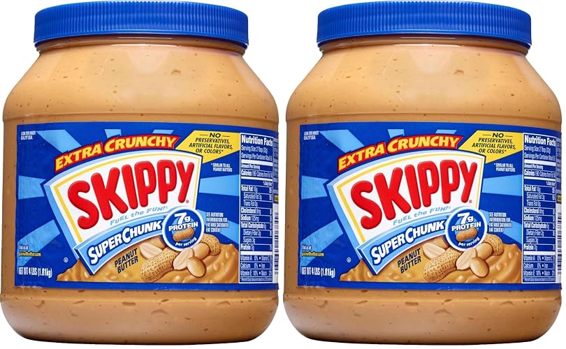 SKIPPY SUPER CHUNK Extra Crunchy Peanut Butter, 64 Ounce (Pack of 2) - Super Chunk - 64 Ounce (Pack of 2)