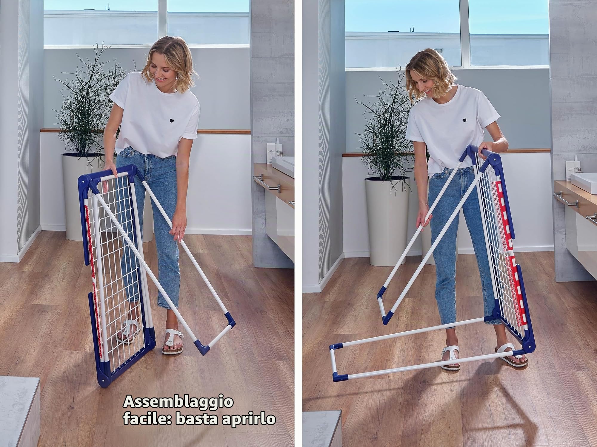 Leifheit Stendibiancheria Pegasus 200 Solid Deluxe Mobile, 20 m | Ruote girevoli 360°, alette alte 107 cm per capi lunghi, 5 accessori inclusi, pieghevole salvaspazio, antiruggine