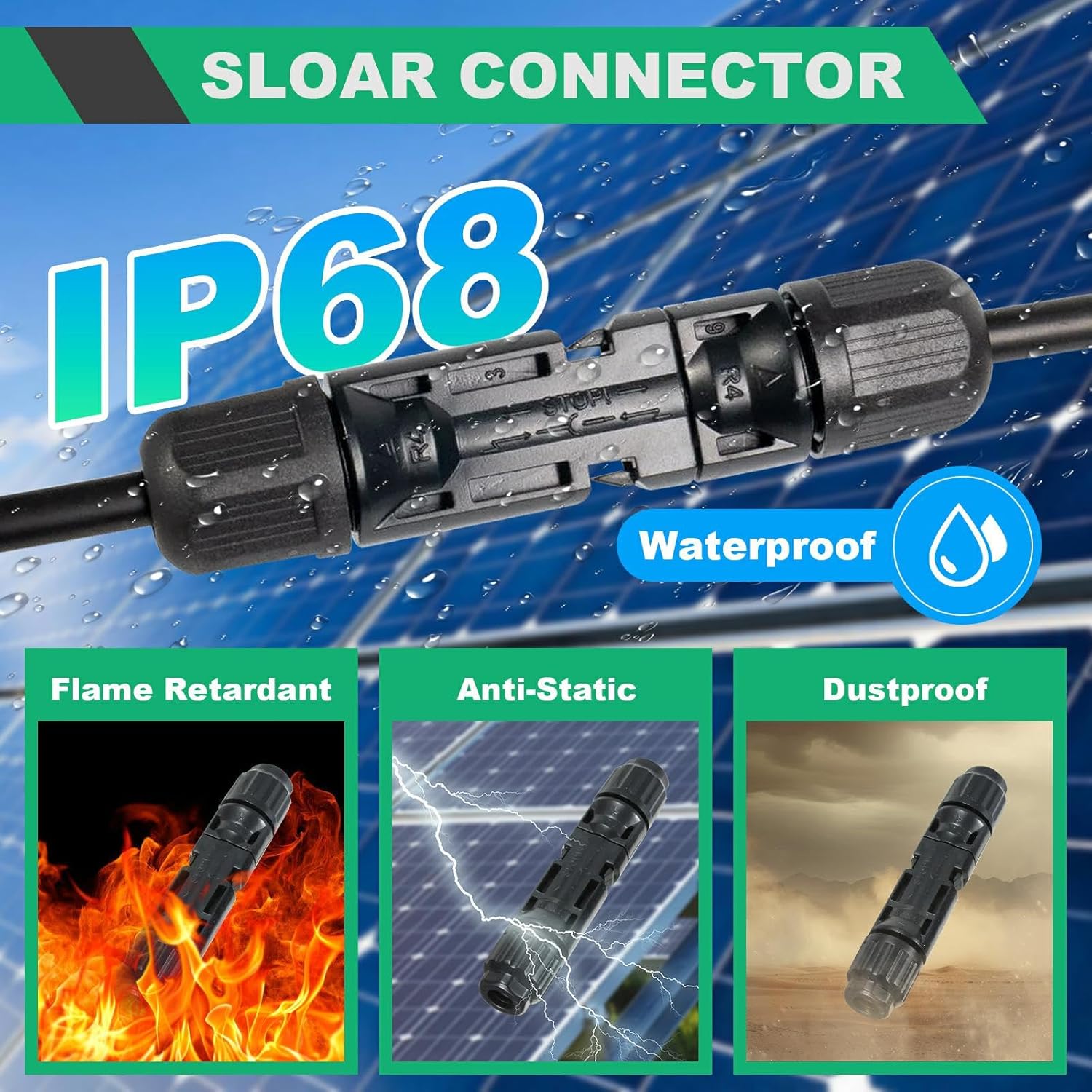 35PCS Solar Crimper Tool Kit, Solar Panel Cable MC4 Connectors 14-10AWG, 30 Pairs Male/Female Solar Connectors, 1PCS Solar Crimper, 1PCS Stripper, 2 PCS Spanner Wrench