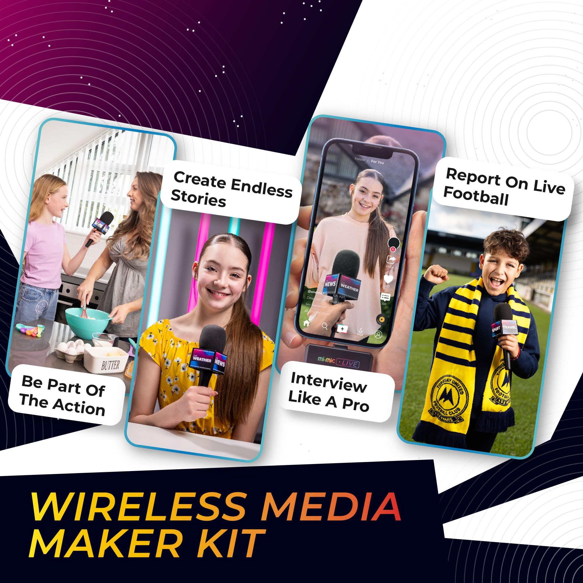 Mi-Mic Live Media Maker Kit with 25m Wireless Microphone, Clip On Lapel Mic and LED Ring Light, Clear Sound For Content Creation - Image 3