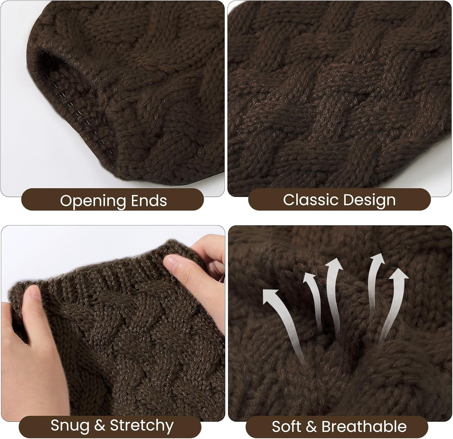 Clothirily Boot Socks for Women, Winter Warm Boot Cuffs, Knitted Short Leg Warmers Boot Topper Socks - Image 3