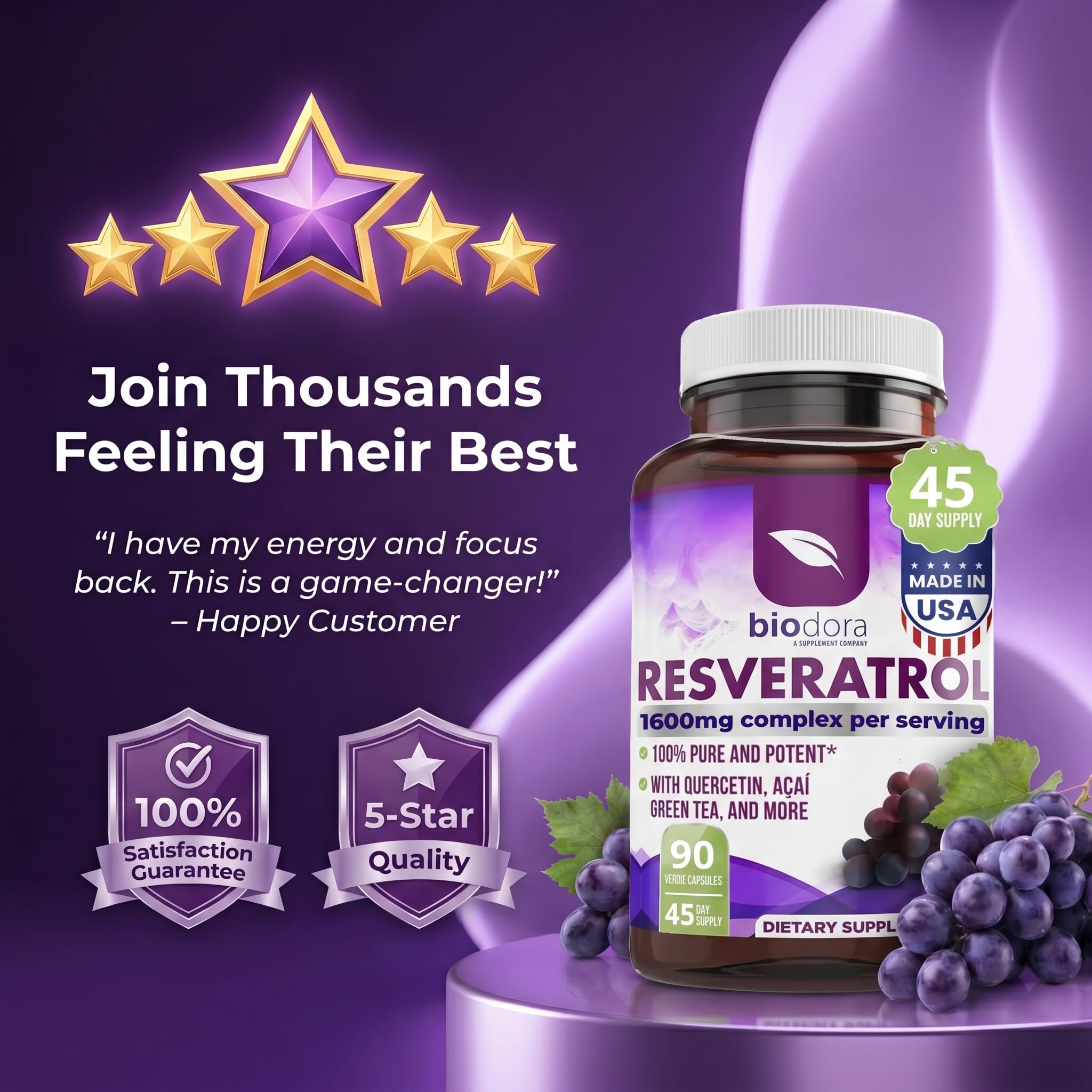 Resveratrol 1600mg | Trans-Resveratrol Antioxidant Supplement, 90 Capsules — Amazon image 6