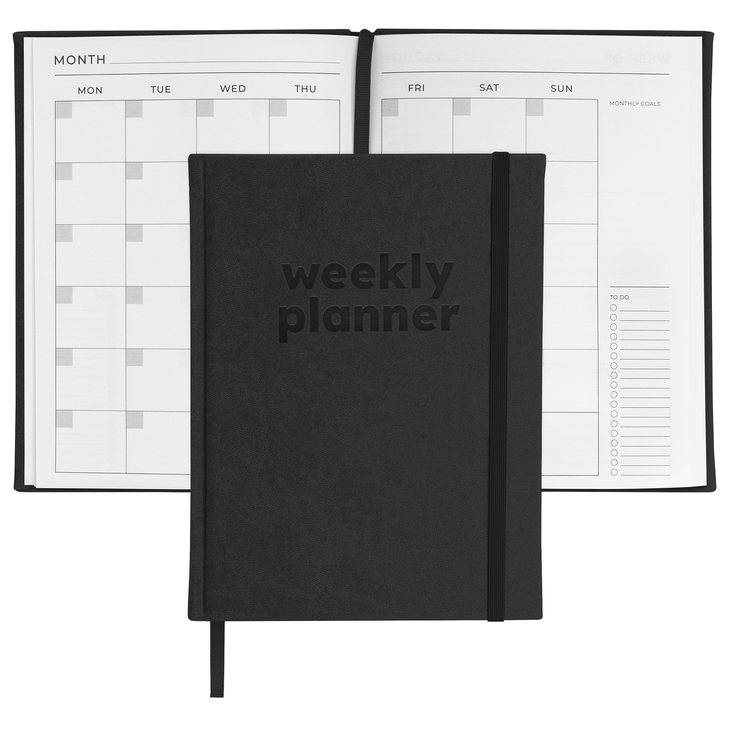 Rileys & Co Undated Daily Planner, 8x6 In (Black)