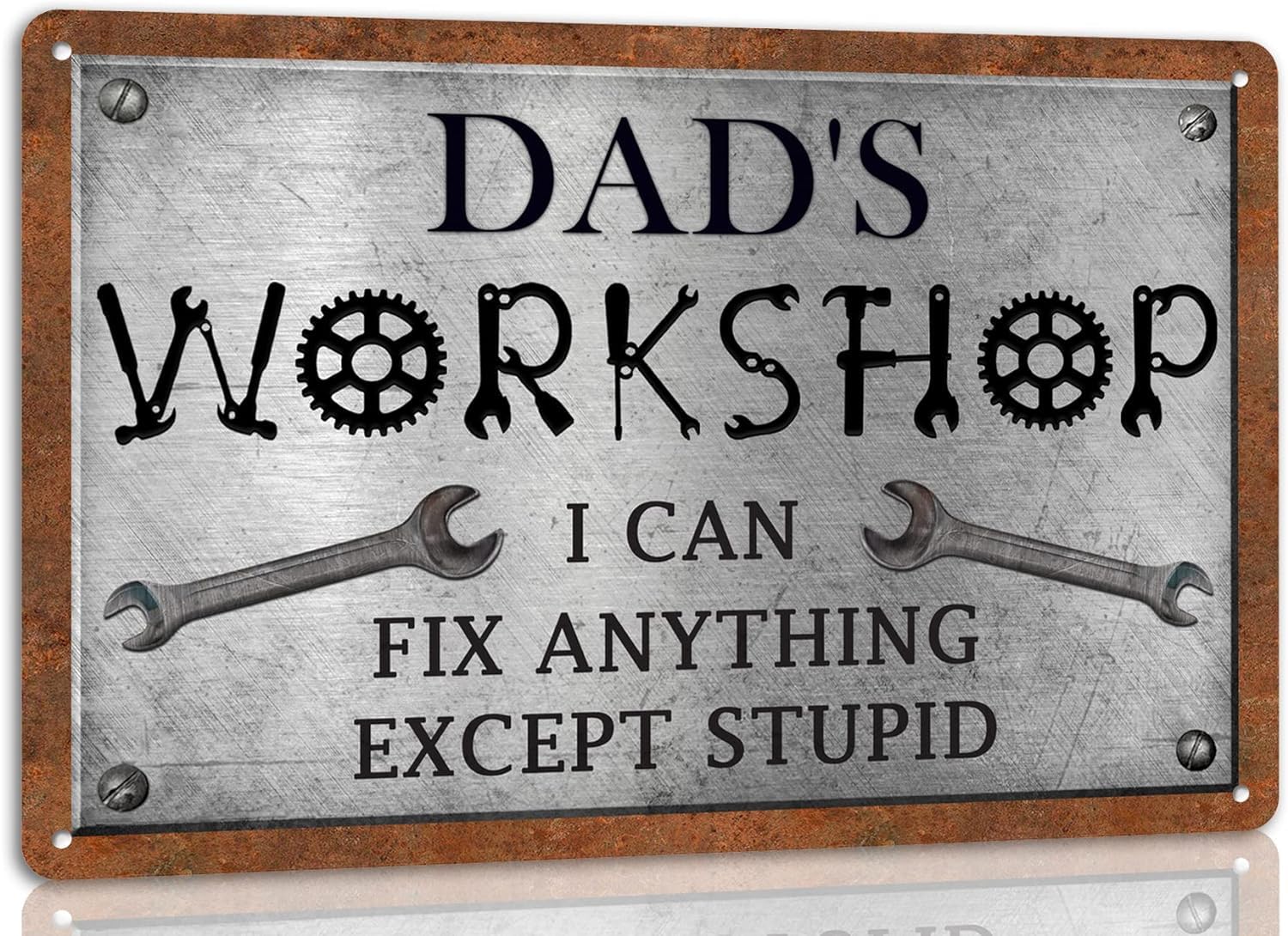 Anceky Style-10 Dad's Workshop Metal Sign For Dad Man Cave Home Decor Garage Decor Farmhouse Sign Vintage Mechanic Wrench Workshop Wall Decoration Garage Accessories 12X16 Inch