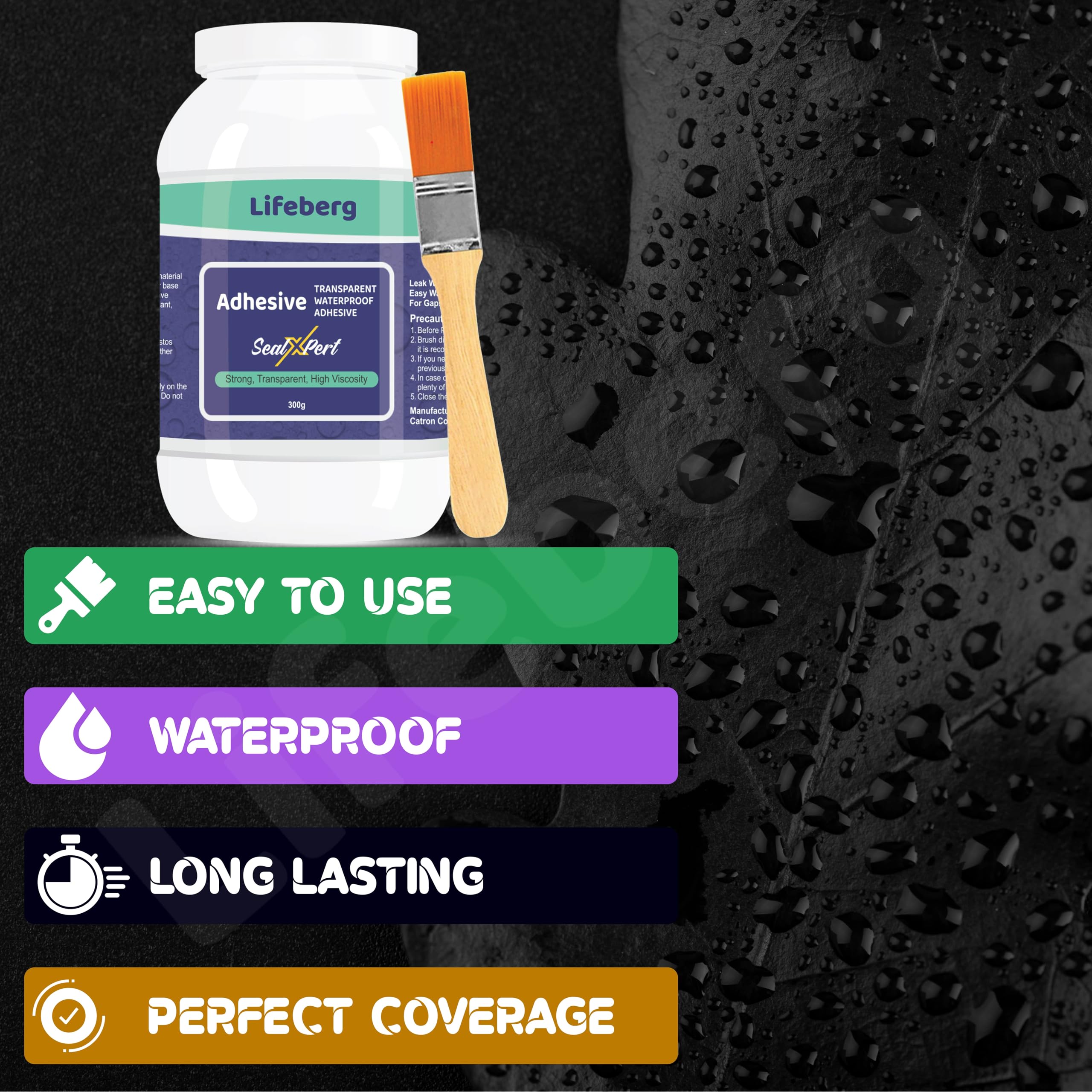 Waterproof 3 Crack SealXPert With Brush Transparent Universal Adhesives 900g,Roof Water Leakage Solution Transparent Waterproof Glue product image 5