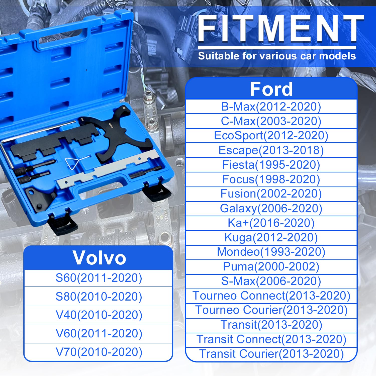 Kit di strumenti di allineamento della cinghia di distribuzione dell'albero a camme motore compatibile con Ford Focus Fiesta Mazda 1.5 1.6 VCT Ecoboost Volvo