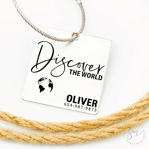 Miniatura 7 de Discover Luggage Tag Personalized Luggage Tag Personalized Name Traveler Traveling Gift Luggage Tag Phone Number The World Globe Travel DISCOVER-LUG