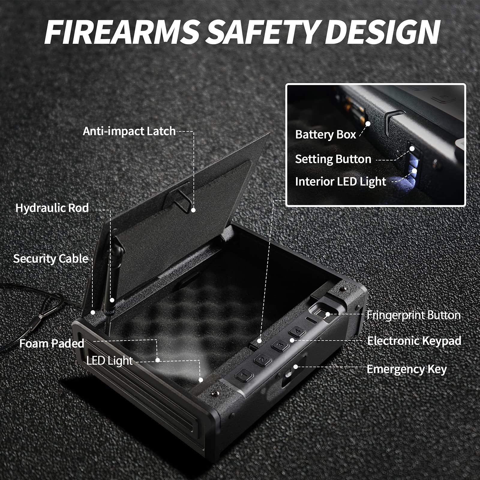 KAER Gun Safes for Pistols Quick Access Pistol Lock Box for Car with