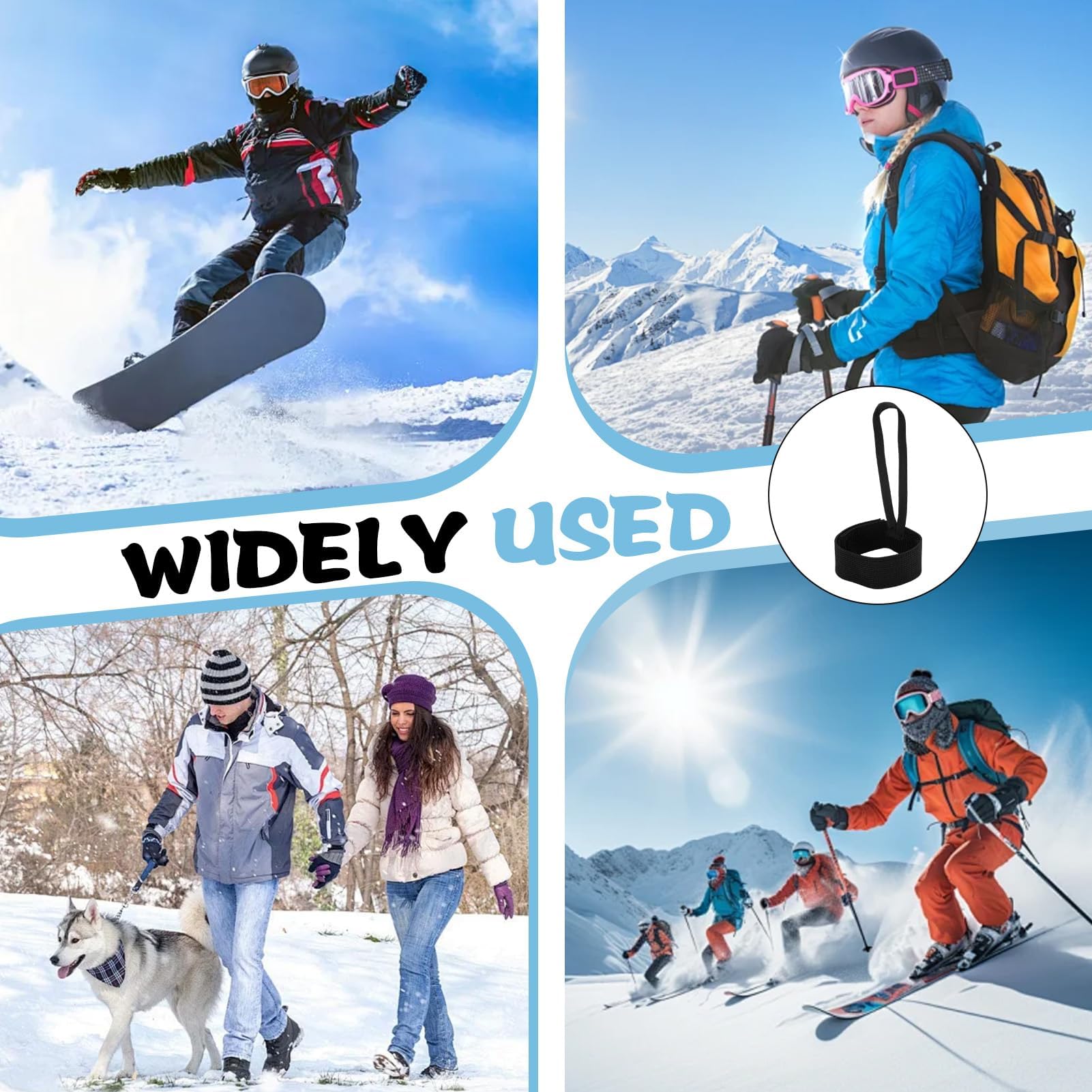 Lot De 4 Dragonnes Pour Gants De Ski – Attaches Anti-Perte Réglables Avec Mousqueton – Nylon Résistant – Pour Ski, Snowboard, Sports D’Hiver – Enfants Et Adultes