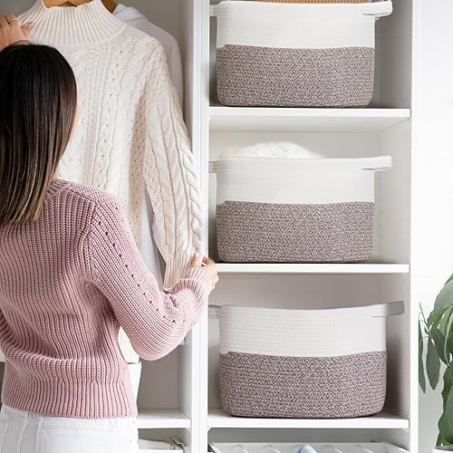 Miniatura 7 de Canastas de juguetes tejidas de cuerda de algodón, cesta de lavandería para bebé, canasta de juguetes, cesta de almacenamiento para organización de