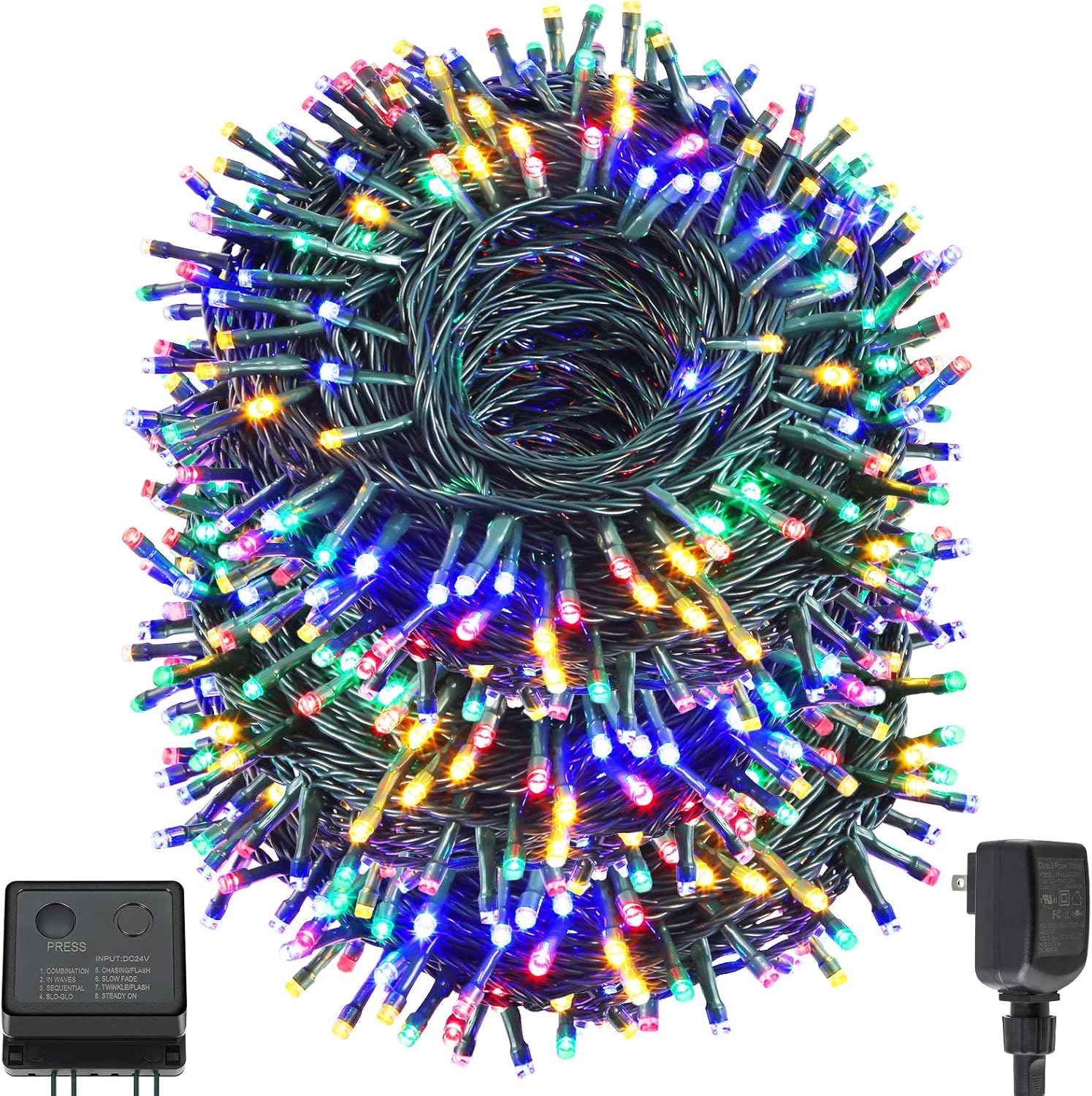 Crazy Clearance QUWIN Led Outdoor Christmas String Lights, 344Ft 1000 LED UL Certified 8 Lighting Modes , Indoor & Outside Waterproof Fairy Light for Christmas Tree, Patio, Wedding, Party (344 Ft Multi-Color)