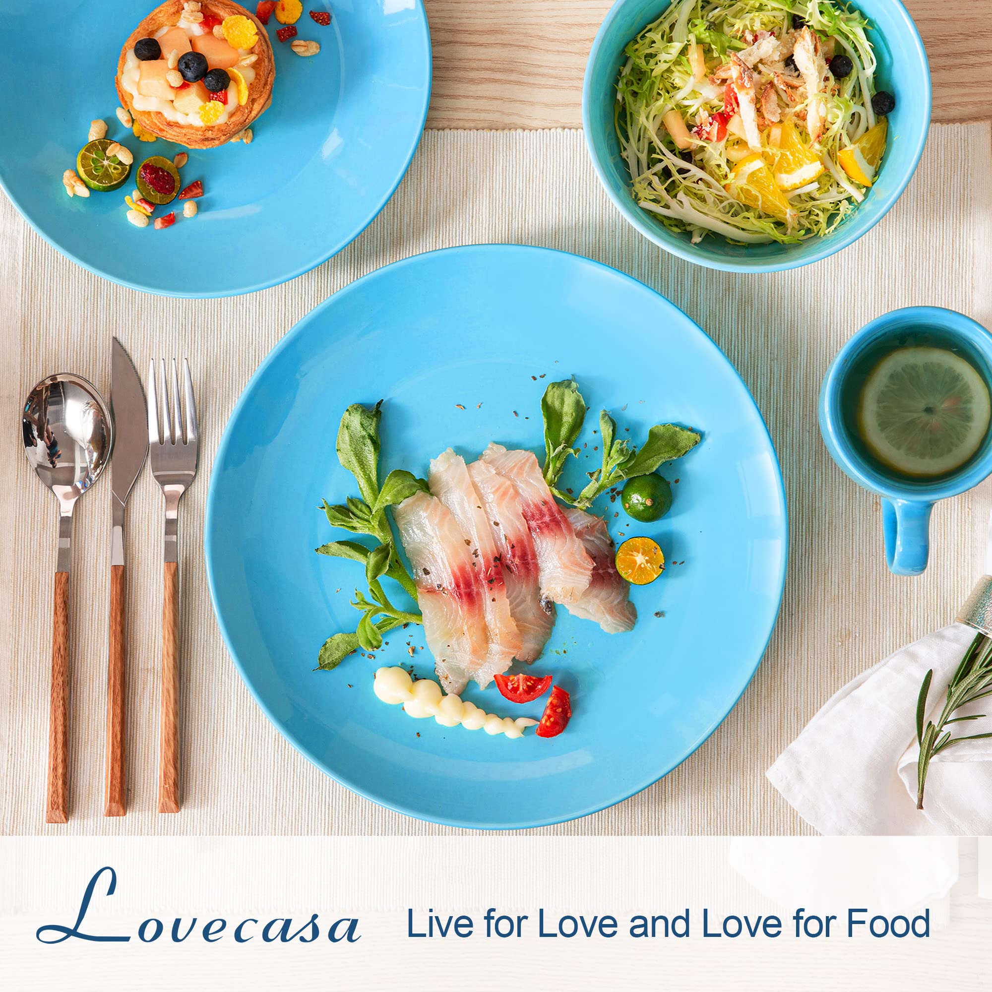 LOVECASA Sweet Porcelain Dinner Service, 16-Piece Crockery Set