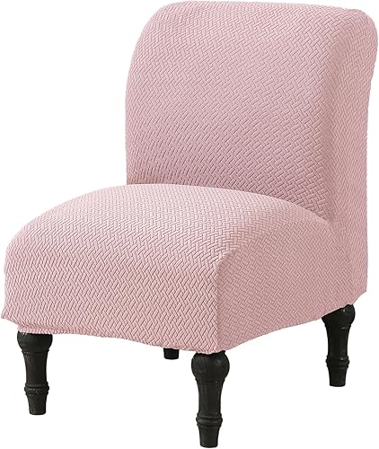 MIFXIN Funda elástica para silla sin brazos, funda protectora de muebles extraíble y lavable para sala de estar, dormitorio, hotel (jacquard rosa)