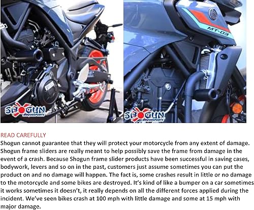 Miniatura 9 de Shogun Yam MT-03 MT 03 MT03 2016 2017 2018 2019 2020 2021 2022 2023 - Deslizadores de marco sin corte negro - 750-6149 - Fabricado en los Estados