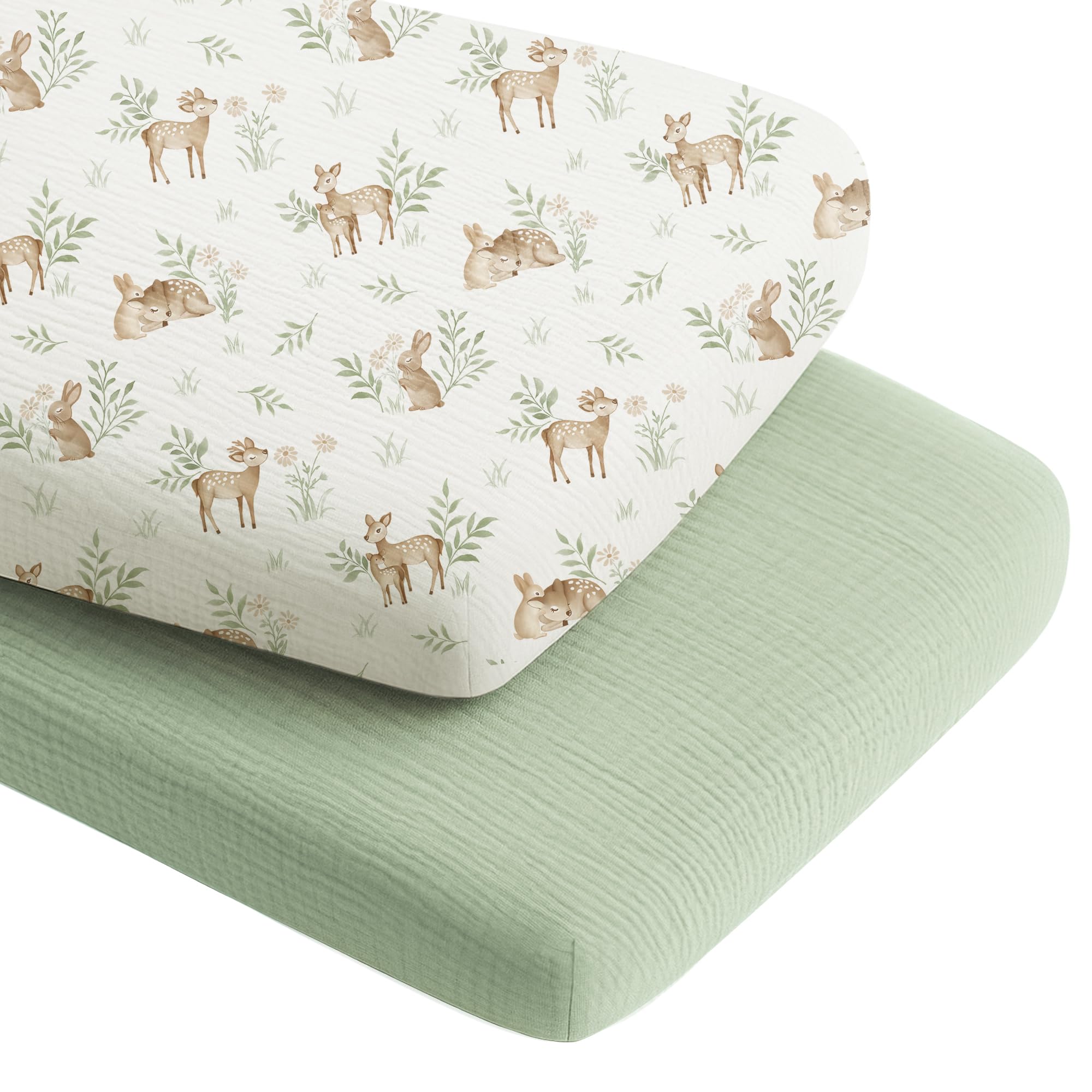 Konssy Muslin Bassinet Sheets for Baby Boys and Girls, 2 Pack, 33"x21" โ image 1